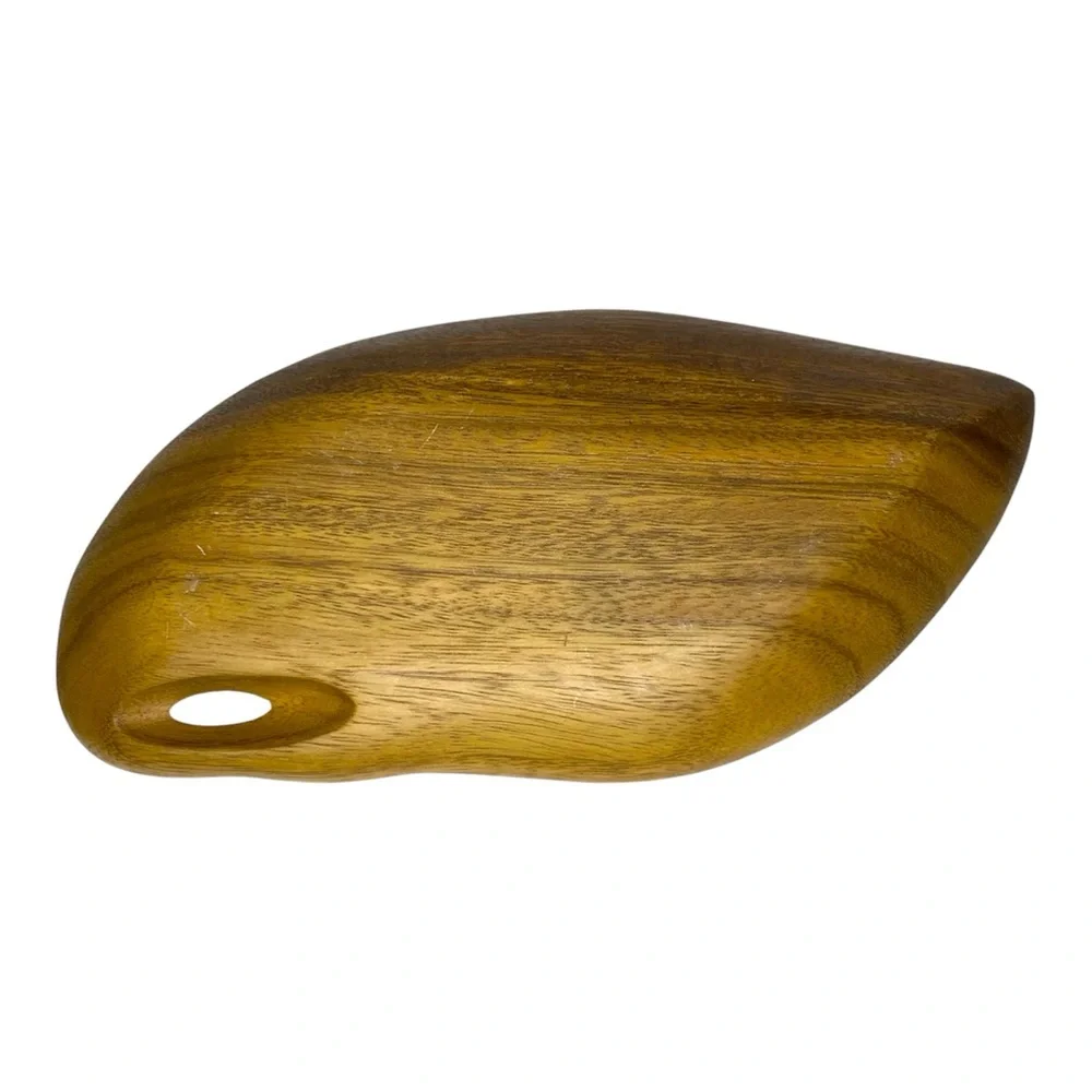 Vintage Unbranded Wooden Leaf-Shaped Tray Trinket Dish